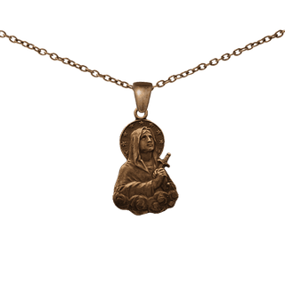 Vintage Bronze Virgin Mary Medal with Starry Halo and Sword