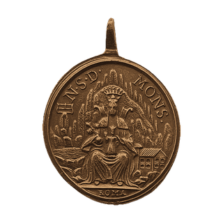 Vintage Bronze St. Benedict and Our Lady of Montserrat Medal — reverse