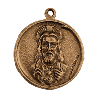 Vintage Bronze St. Jude Thaddeus and Sacred Heart Medal — reverse