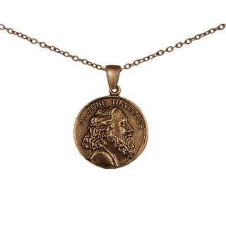Vintage Bronze St. Jude Thaddeus and Sacred Heart Medal