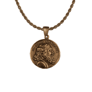 Vintage Bronze St. Jude Thaddeus and Sacred Heart Medal