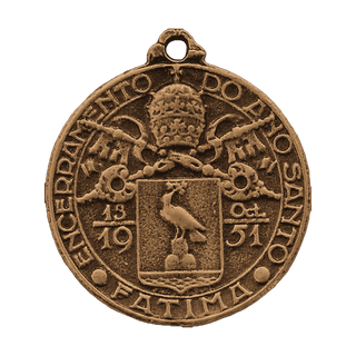 Vintage Bronze Fatima 1951 Holy Year Closing Medal — reverse