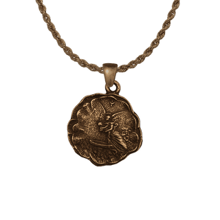 Vintage Bronze 1907 Baptism Charm with Angel