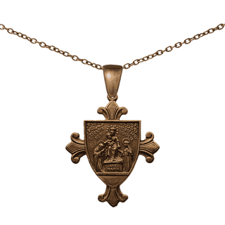 Vintage Bronze Our Lady of the Rosary of Pompeii Pendant