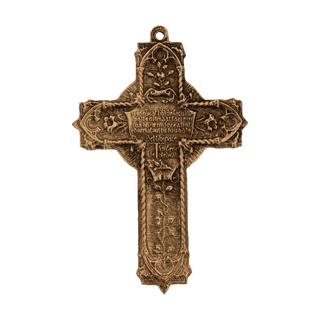 Vintage Bronze Ornate St. Francis Cross with Blessing — reverse
