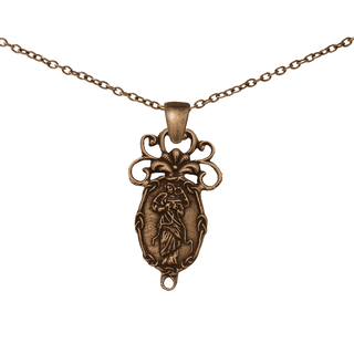 Vintage Bronze Mary Undoer of Knots Center, Knotted Border