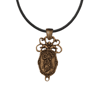 Vintage Bronze Mary Undoer of Knots Center, Knotted Border