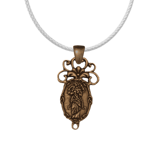 Vintage Bronze Mary Undoer of Knots Center, Knotted Border