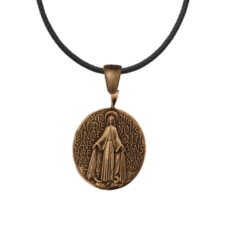 Vintage Bronze French Miraculous Medal, Large Oval