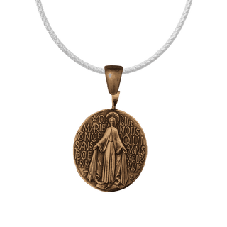 Vintage Bronze French Miraculous Medal, Large Oval
