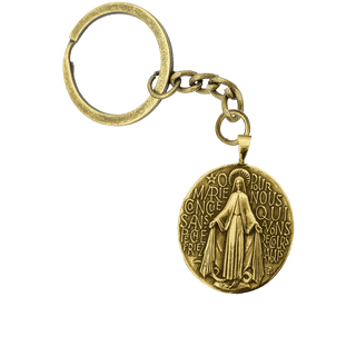 Vintage Yellow Bronze French Miraculous Medal, Large Oval