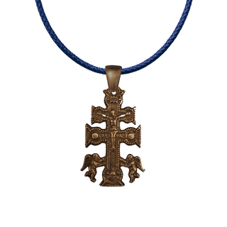 Vintage Bronze Caravaca Cross with Angels, Finely Detailed