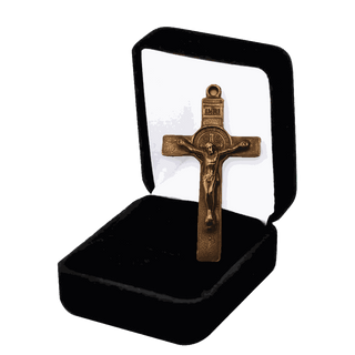 Vintage Bronze St. Benedict Crucifix, Double Sided