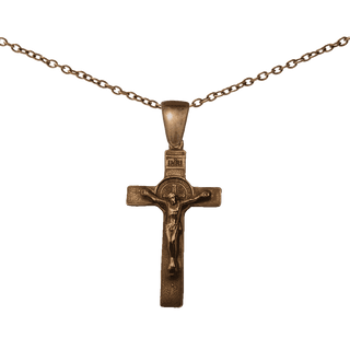 Vintage Bronze St. Benedict Crucifix, Double Sided