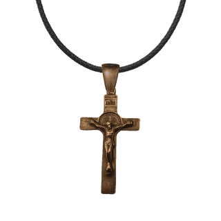 Vintage Bronze St. Benedict Crucifix, Double Sided