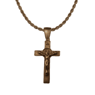 Vintage Bronze St. Benedict Crucifix, Double Sided