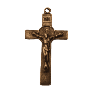 Vintage Bronze St. Benedict Crucifix, Double Sided