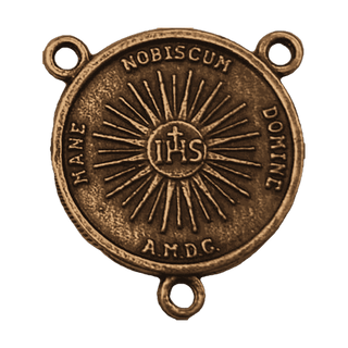 Vintage Bronze Holy Face Rosary Center, Two Sided — reverse