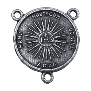 Vintage Sterling Silver Holy Face Rosary Center, Two Sided — reverse
