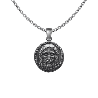 Vintage White Bronze Holy Face of Jesus Medal, Two-Sided