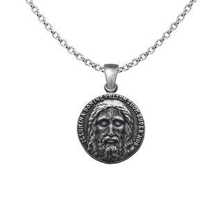 Vintage White Bronze Holy Face of Jesus Medal, Two-Sided