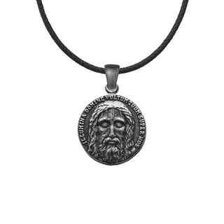 Vintage White Bronze Holy Face of Jesus Medal, Two-Sided