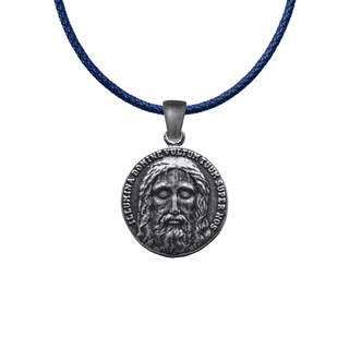 Vintage White Bronze Holy Face of Jesus Medal, Two-Sided