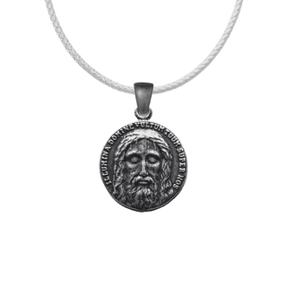 Vintage White Bronze Holy Face of Jesus Medal, Two-Sided