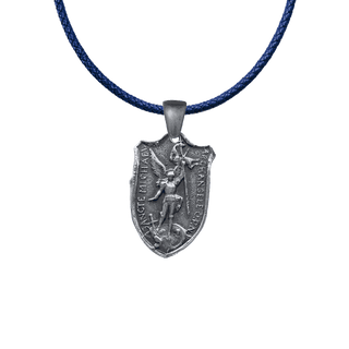 Vintage Sterling Silver St. Michael Shield Medal, Two Hearts