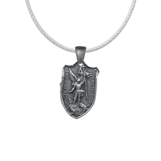 Vintage Sterling Silver St. Michael Shield Medal, Two Hearts