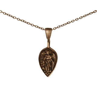 Vintage Bronze St. Michael Pilgrimage Pendant, Slavonic
