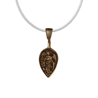 Vintage Bronze St. Michael Pilgrimage Pendant, Slavonic