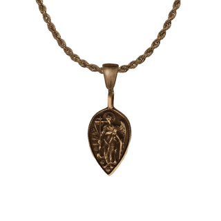 Vintage Bronze St. Michael Pilgrimage Pendant, Slavonic