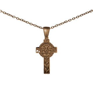 Vintage Bronze Resurrection Cross with Lilies