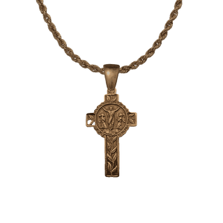 Vintage Bronze Resurrection Cross with Lilies