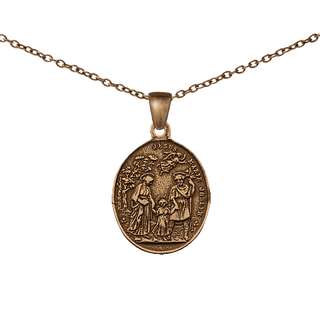 Vintage Bronze St. Joseph of the Oak Medal, Holy Family