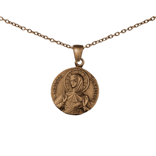 Vintage Bronze Sainte Genevieve Medal, Sheep and Roses