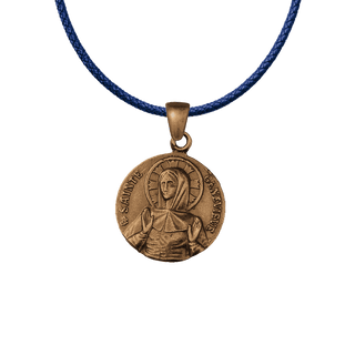 Vintage Bronze Sainte Genevieve Medal, Sheep and Roses