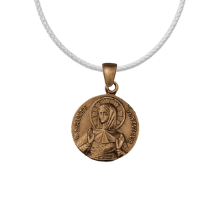 Vintage Bronze Sainte Genevieve Medal, Sheep and Roses