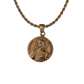 Vintage Bronze Sainte Genevieve Medal, Sheep and Roses