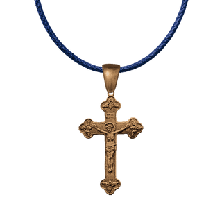 Vintage Bronze Mission Souvenir Crucifix, Budded Ends