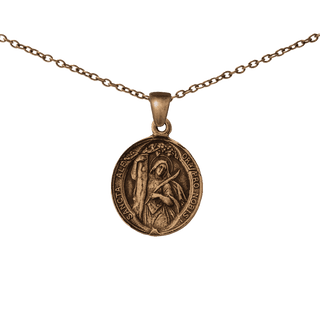 Vintage Bronze St. Alena and Guardian Angel Medal