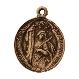 Vintage Bronze St. Alena and Guardian Angel Medal
