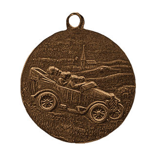 Vintage Bronze St. Christopher Medal with Motor Car — reverse