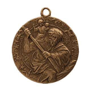 Vintage Bronze St. Christopher Medal with Motor Car