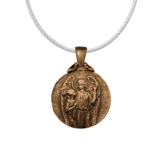 Vintage Bronze Guardian Angel and Child Medal