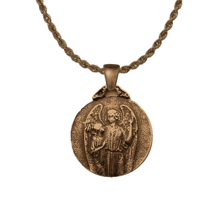 Vintage Bronze Guardian Angel and Child Medal