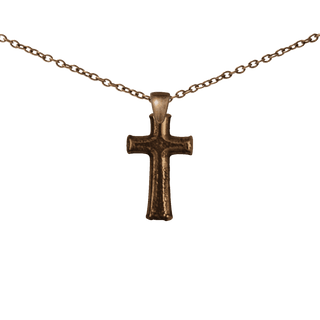 Vintage Bronze Tiny Textured Cross Bead