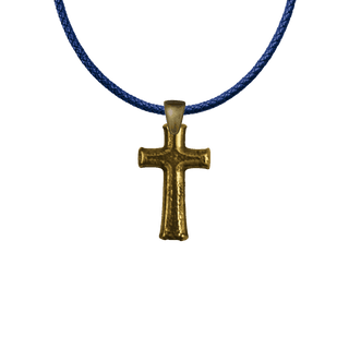 Vintage Yellow Bronze Tiny Textured Cross Bead