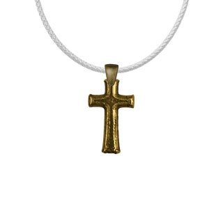 Vintage Yellow Bronze Tiny Textured Cross Bead